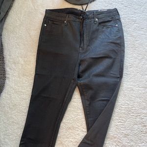 Good American high waist matte black skinny jeans